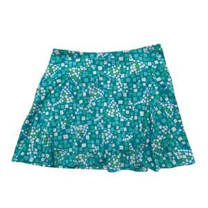 Golfcore Mosaic Print Skort IBKUL UPF 50+ Teal Activewear Size S